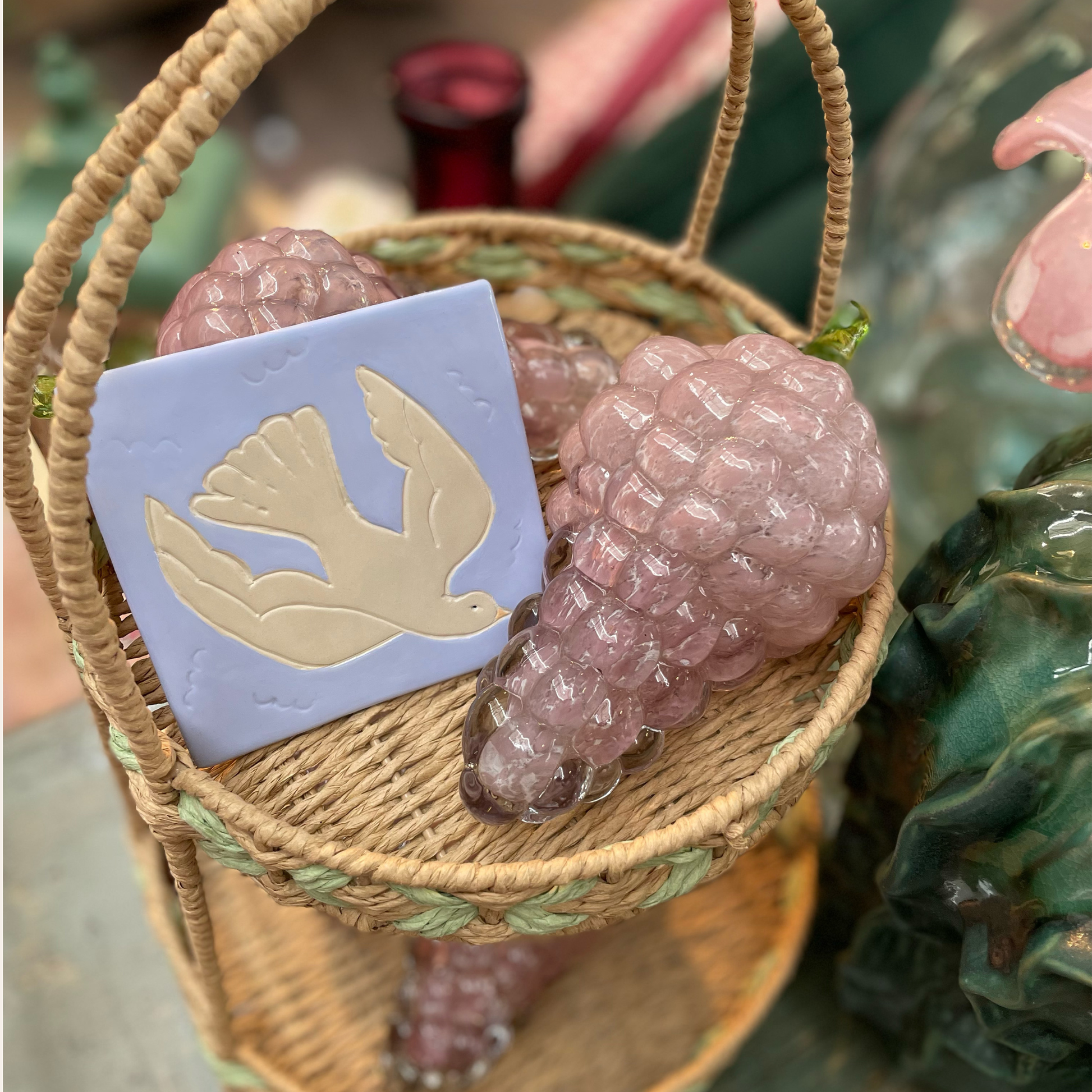 Finished Dove clay tile displayed as a handmade decor piece, inspired by Matthew 3:16 and the presence of the Holy Spirit.