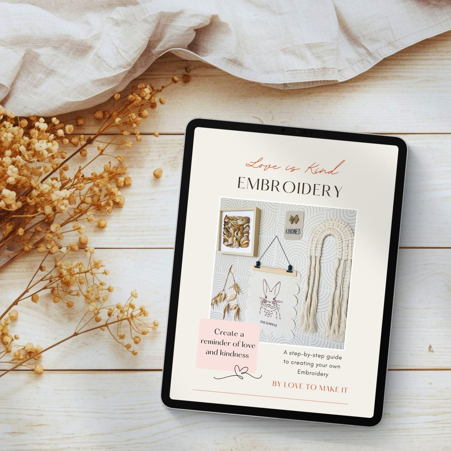 Love is Kind Bunny - Embroidery Pattern E-book